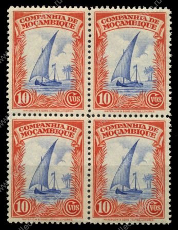 Мозамбика Компания 1937 г. SC# 177 • 10 c. • основной выпуск • парусная лодка • MNH OG XF • кв.блок