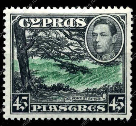 Кипр 1938-51 гг. • Gb# 161 • 45 pi. • Георг VI основной выпуск • ель в лесу • MH OG XF ( кат.- £50 )