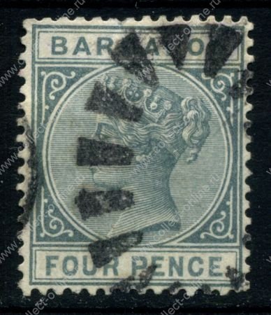 Барбадос 1882-1886 гг. Gb# 97 • 4d. • Королева Виктория • стандарт • Used VF ( кат.- £5 )