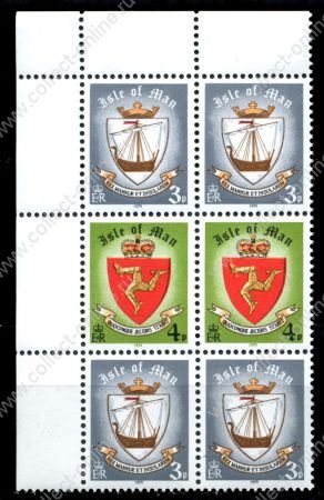 Мэн о-в 1979 г. • Sc# 146aa • 3p.+4p. • Гербы • стандарт • блок 6 марок • MNH OG XF