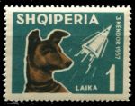 Албания 1962 г. • Mi# 664 • 1 L. • исследование космоса • собака Лайка • MNH OG XF ( кат.- €1 )