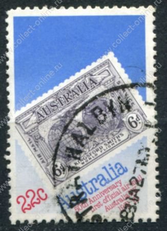 Австралия 1981 г. • SC# 776 • 22 c. • 50-летие почтового авиасообщения с Великобританией • марка № C2 • Used F-VF
