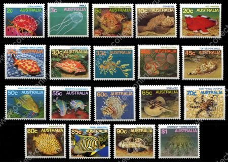 Австралия 1984-1986 гг. • Sc# 902-920 • 2 c. - $1 • морская фауна(рыбы, корралы..) • полн. серия • MNH OG VF ( кат. - $20 )