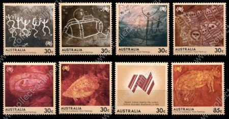 Австралия 1984 г. • Sc# 932-910 • 30 c.(8) • 200-летие колонизации Австралии(наскальная живопись аборигенов) • полн. серия • MNH OG VF ( кат. - $6 )