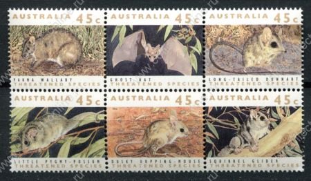 Австралия 1992 г. • Sc# 1235 • 45 c.(6) • дикие животные • блок 6 марок, полн. серия • MNH OG VF ( кат. - $7 )