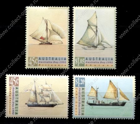 Австралия 1992 г. • Sc# 1249-1252 • 45 c. - $1.20 • парусные корабли • полн. серия • MNH OG VF ( кат. - $7 )