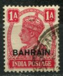 Бахрейн 1942-1945 гг. • Gb# 41 • 1 a. • Георг VI • надп. на м. Индии • стандарт • Used F-VF ( кат.- £1.5 )
