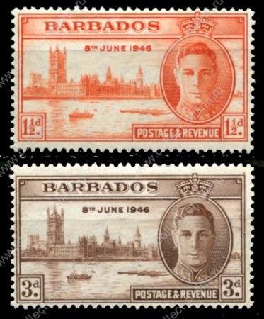 Барбадос 1946 г. • Gb# 262-3 • 1½ и 3 d. • Выпуск Победы • полн. серия • MH OG VF