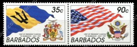 Барбадос 1997 г. • Sc# 534-5a • 35 и 90 c. • Визит президента США Б. Клинтона • полн. серия(пара) • MNH OG VF ( кат.- $2.75 )