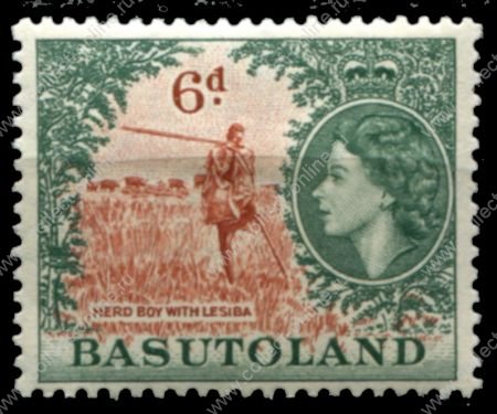 Басутоленд 1954-1958 гг. • Gb# 48 • 6 d. • Елизавета II • основной выпуск • пастух с лесиба • MH OG VF