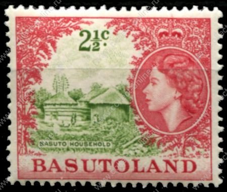 Басутоленд 1961-1963 гг. • Gb# 72 • 2½ c. • Елизавета II • основной выпуск • поселение басуто • MH OG VF