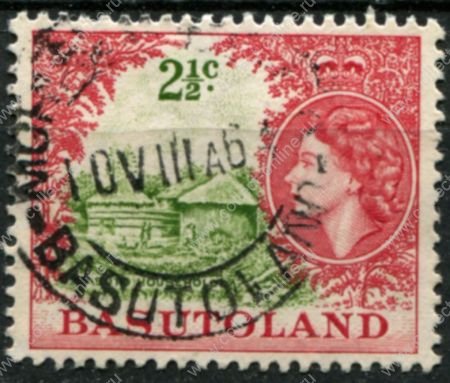 Басутоленд 1961-1963 гг. • Gb# 72 • 2½ c. • Елизавета II • основной выпуск • поселение басуто • Used F-VF