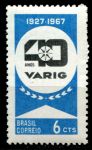 Бразилия 1967 г. • SC# 1046 • 6 c. • 40-летие авиакомпании VARIG • MNH OG XF
