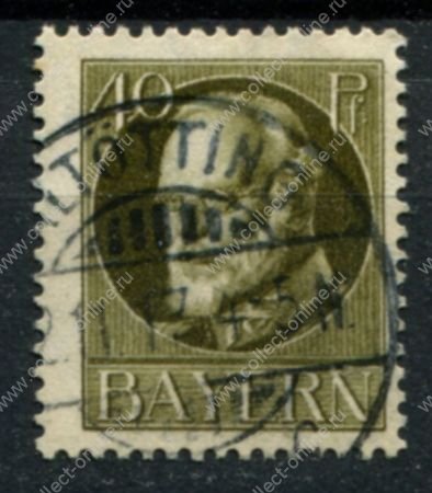 Бавария 1916-1918 гг. • Mi# 100A • 40 pf. • король Людвиг III • стандарт • Used F-VF ( кат.- € 4 )