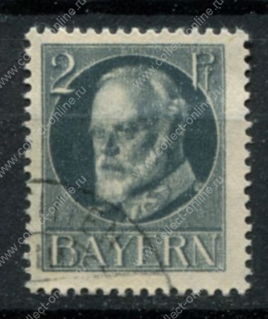 Бавария 1916-1918 гг. • Mi# 110A • 2 pf. • король Людвиг III • стандарт • Used F-VF ( кат.- € 3,2 )