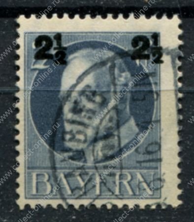 Бавария 1916-1918 гг. • Mi# 111A • 2½ на 2 pf. • король Людвиг III • надпечатка • стандарт • Used F-VF ( кат.- € 3,2 )