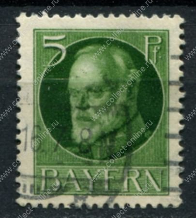 Бавария 1916-1918 гг. • Mi# 112Ab • 5 pf. • король Людвиг III • тёмно-зелён. • стандарт • Used F-VF ( кат.- € 3,2 )