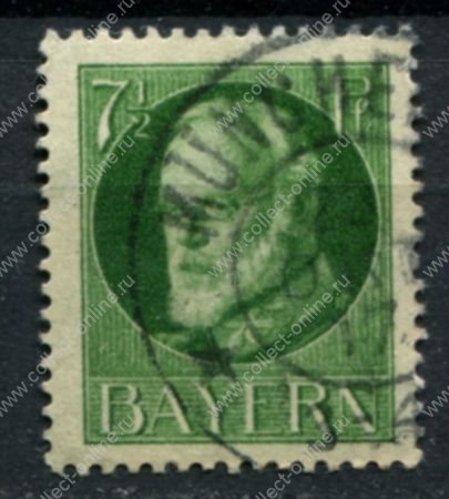 Бавария 1916-1918 гг. • Mi# 113A • 7½ pf. • король Людвиг III • стандарт • Used F-VF ( кат.- € 3,2 )