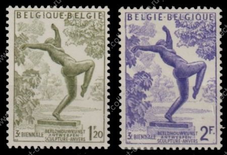 Бельгия 1955 г. • Mi# 1018-1019 • выставка скульптуры в антверпене • полн. серия • MNH OG VF ( кат.- € 4 )
