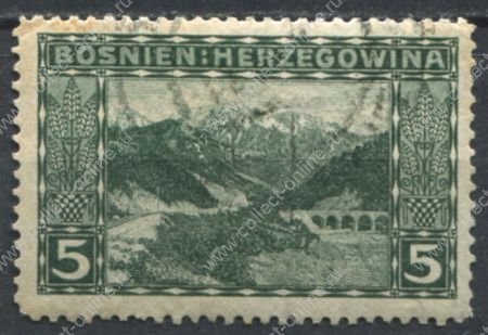 Босния и Герцеговина 1906 г. • SC# 33 • 5 h. • осн. выпуск • мост через горную реку • Used F-VF