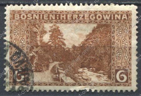 Босния и Герцеговина 1906 г. • SC# 34 • 6 h. • осн. выпуск • долина реки Рамы • Used F-VF