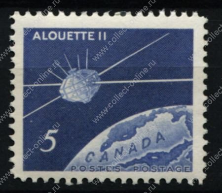 Канада 1966 г. • SC# 445 • 5 c. • Запуск космического спутника "Алеут-II" • MNH OG XF