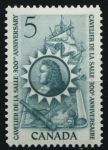 Канада 1966 г. • SC# 446 • 5 c. • 300-летие прибытия в Канаду Рене-Робер Кавелье де Ла Саля • MNH OG XF