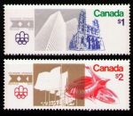 Канада 1976 г. • SC# 687-8 • $1 и $2 • Летние Олимпийские Игры, Монреаль • Стадионы полн. • серия • MNH OG XF ( кат. - $8.75 )