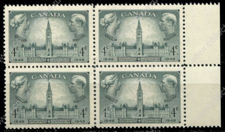 Канада 1948 г. • Sc# 277 • 4 c. • 100-летие полноценного правительства • кв. блок • MNH OG XF