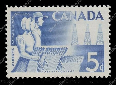 Канада 1955 г. • SC# 355 • 5 c. • 50-летие образования провинций Альберта и Саскечеван • MH OG VF