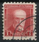 Чехословакия 1930 г. • Mi# 297A • 1 Kr. • Президент Томаш Масарик • стандарт • Used F-VF