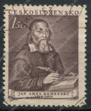 Чехословакия 1952 г. • Mi# 717 • 1.50 kr. • Ян Амос Коменский (360 лет со дня смерти) • Used(СГ)/** XF