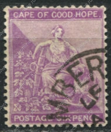Мыс Доброй Надежды 1884-1890 гг. • Gb# 52a(b) • 6 d. • сидящая "Надежда" • стандарт • Used F-VF