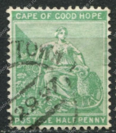 Мыс Доброй Надежды 1893-1898 г. • Gb# 61 • ½ d. • сидящая "Надежда" овцой • стандарт • Used F-VF