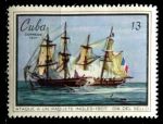 Куба 1971 г. • SC# 1616 • 13 c. • День почтовой марки • морская батальная сцена • MNH OG VF ( кат.- $ 2.5 )