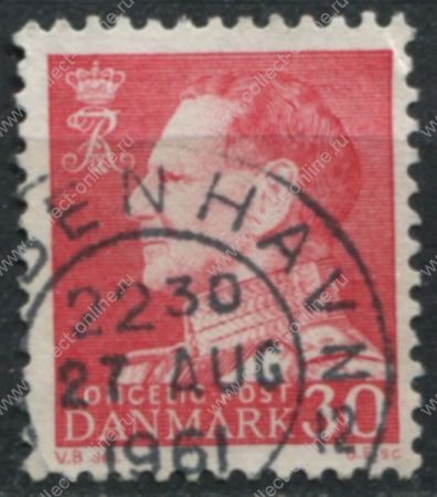 Дания 1961-3 гг. • SC# 385 • 30 o. • король Фредерик IX • стандарт • Used  VF
