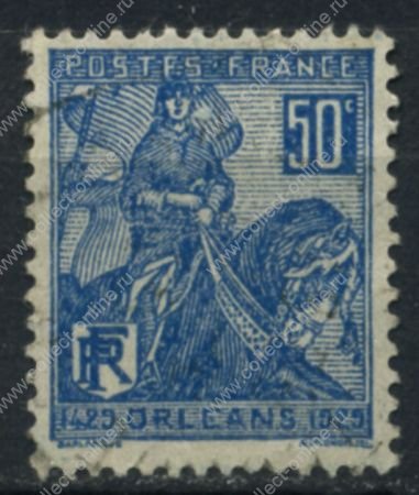 Франция 1929 г. Sc# 245 • 50 c. • 500-летие освобождения Орлеана • Жанна д'Арк • Used F-VF