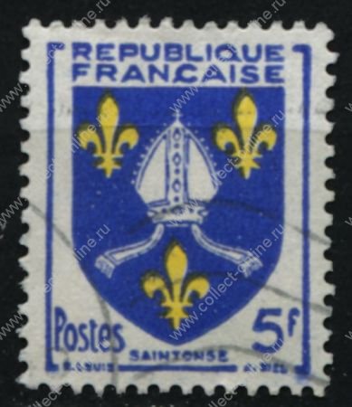Франция 1954 г. Sc# 739 • 5 fr. • гербы французских городов (г. Сент) • стандарт • Used VF