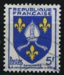 Франция 1954 г. • Mi# 1031(Sc# 739) • 5 fr. • гербы французских городов (г. Сент) • стандарт • Used VF