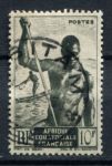 Французская Экваториальная Африка 1947 г. • Iv# 223 • 10 fr. • осн. выпуск • рыбак с копьем • Used F-VF