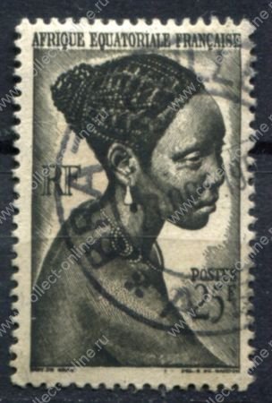 Французская Экваториальная Африка 1947 г. • Iv# 224 • 25 fr. • осн. выпуск • девушка • концовка • Used F-VF