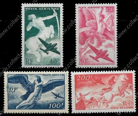 Франция 1946-1947 гг. • Mi# 748-51(SC# C18-21) • Герои древнего мира(аллегории полетов) • авиапочта • полн. серия • MH OG VF ( кат. - $15- )