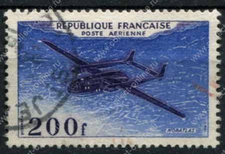 Франция 1954 г. • Mi# 988 • 200 fr. • Французские самолёты • Норд Норатлас • авиапочта • Used VF