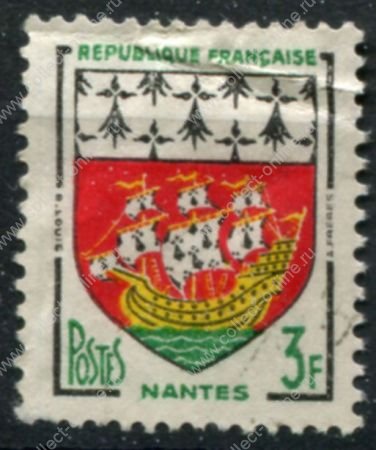 Франция 1954 г. • Mi# 1222 • 3 fr. • гербы французских городов • Нант • стандарт • Used VF