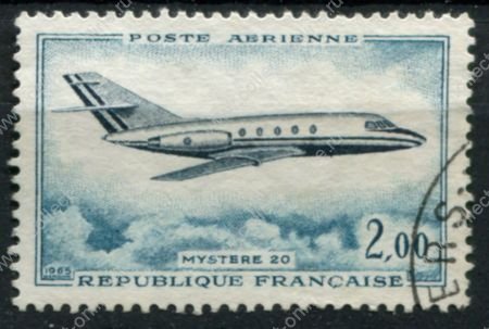 Франция 1965 г. • Mi# 1514 • 2 fr. • Французские самолёты • Дассо Мистэр 20 • авиапочта • Used VF