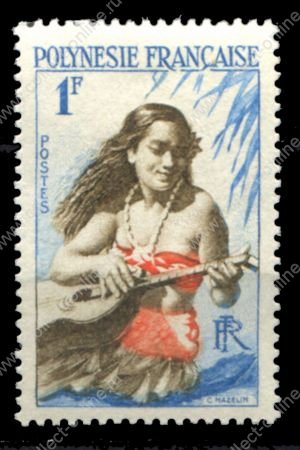 Французская Полинезия 1958 г. • SC# 184 • 1 fr. • осн. выпуск • девушка с гитарой • MH OG VF