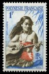 Французская Полинезия 1958 г. • SC# 184 • 1 fr. • осн. выпуск • девушка с гитарой • MNH OG VF