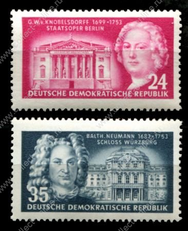 ГДР 1953 г. • Mi# 382-3 • 24 и 35 pf. • Знаменитые немецкие архитекторы • полн. серия • MNH OG VF