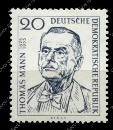 ГДР 1956 г. • Mi# 534 • 20 pf. • Годовщина смерти Томаса Манна • полн. серия • MNH OG VF