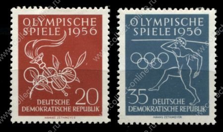 ГДР 1956 г. • Mi# 539-540 • 20 и 35 pf. • Летние Олимпийские Игры, Мельбурн • полн. серия • MNH OG VF ( кат. - €2 )